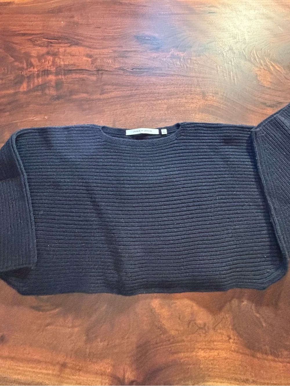 Uniqlo x Lemaire Black Ribbed Cropped Sweater 100% wool